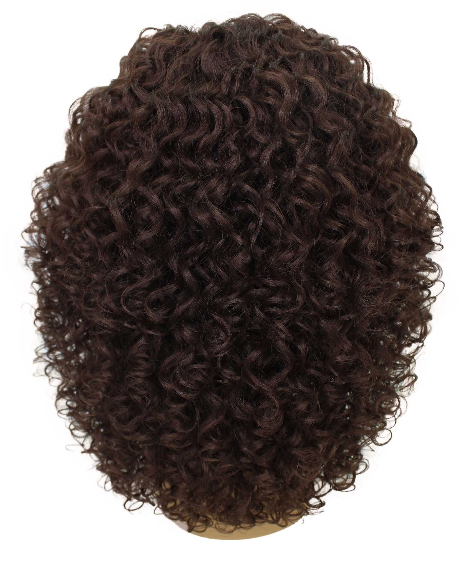LUXLUXE Precious Curly Curly 17 in Long Lace Front Wig, Heat Resistant Fibers ,Medium Brown