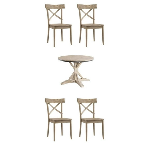 Bowery Hill 5 Piece Round Standard Height Dining Set in Raw Natural
