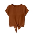 thumbnail image 6 of Craaazy Women's Relaxed Fit Summer Short Sleeve Topss, Round Neck Bow Knot Casual Shirt, Loose Fit Comfy Tee for Everyday Outfits Gifts, 6 of 7