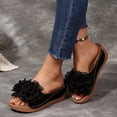 thumbnail image 3 of Womens Floral Summer Platform Beach Sandals Wedge Open Toe Slides Open Toe Wide Width Non Slip Dressy Slippers Black Size 9.5, 3 of 7