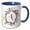 Blue/White, variant on 3drose, Pretty Purple and Blue Watercolor Floral Round Monogram Initial A, 15oz Mug
