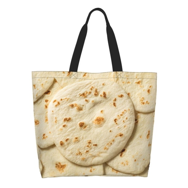 Balery Taco Tortillas Bolsa Tote Estilo Estético con Cremalleras, Bolsa de Hombro, Bolsa de Compras Grande y Plegable