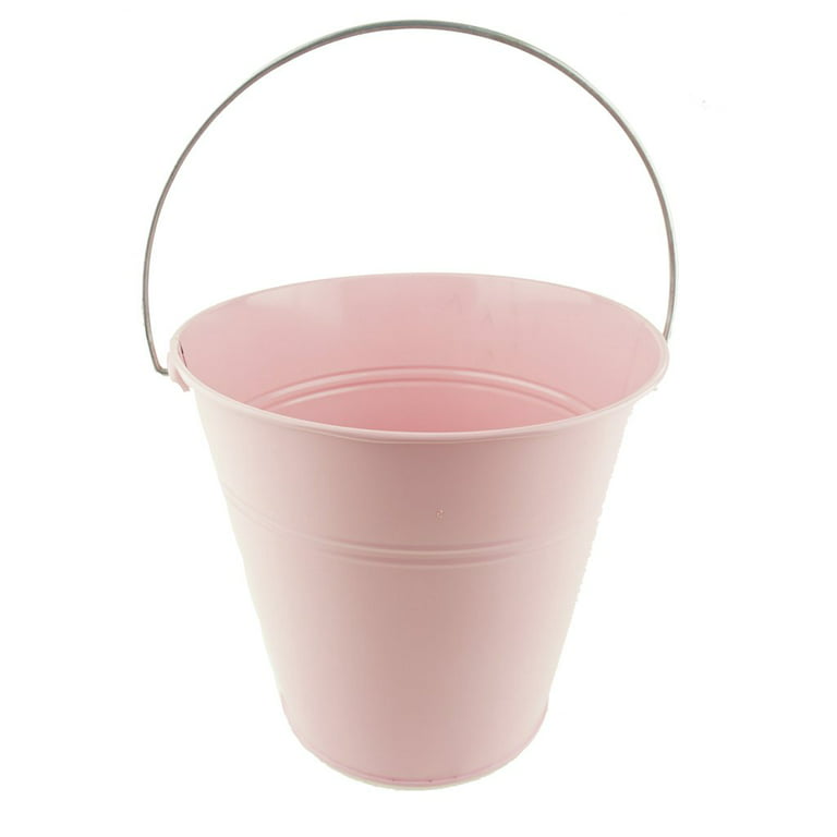 Tin Pail Bucket with Handle Party Favor, 9-Inch, 1-Count, Pink