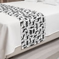 thumbnail image 2 of Deer Hunting Bed Runner, Monotone Forest Animals Pig Wild Boar Duck Deer and Goose Illustration, Decorative Accent Bedding Scarf for Hotels Homes and Guestrooms, King, Dark Grey White, by Ambesonne, 2 of 2
