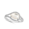 thumbnail image 4 of Simulated Mother of Pearl Pear Teardrop Halo Wedding Ring Sterling Silver Band White CZ Female Size 7, 4 of 4