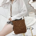 thumbnail image 4 of Bandolera de paja para mujer y niña bolsos de hombro trenzados Likrtyny de ganchillo con flores bolso de playa de ratán ahuecado bolsos de compras de viaje 2021, 4 of 6