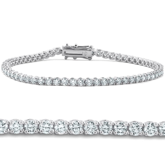 Pompeii 4 Carat TW Round Cut Diamond Tennis Bracelet 14k White Gold Lab Grown