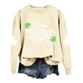 thumbnail image 4 of St Patricks Day Crewneck Sweatshirts Women Letter Print Shirt Clover Shamrock Graphic Long Sleeve Pullover Tops Irish Tshirt Beige M, 4 of 4