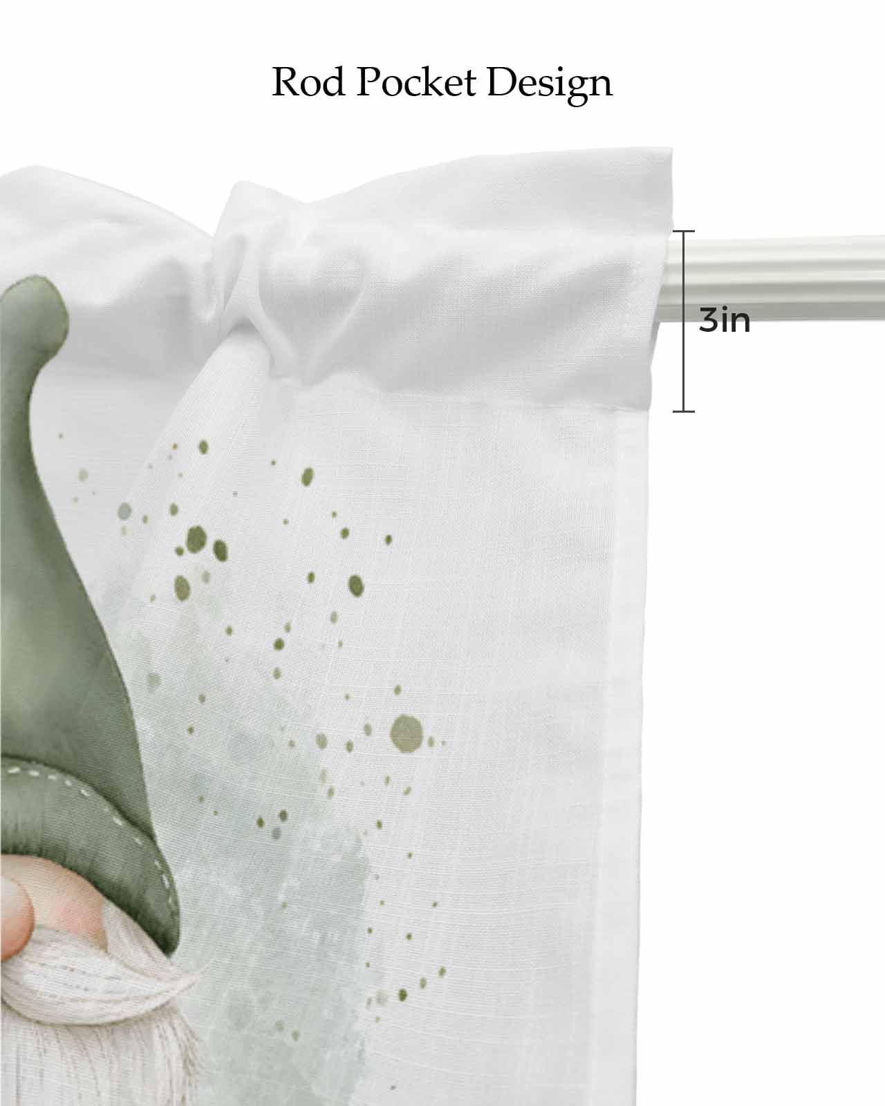 Spring Green Gnomes Kitchen Valances for Windows Farmhouse Linen Window Valance Curtain for Living Room Window Treatment Eucalyptus Botanical Valance Rod Pocket Topper Drape, 54 x 18 Inch