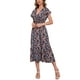 thumbnail image 5 of SAYOO - Vestido de gasa de manga corta para mujer, informal, con flores, cuello en V, cintura alta, línea A, de longitud media SAYOO Moda, 5 of 9