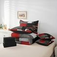 thumbnail image 5 of Feelyou Red Square Geometric Bedding Comforter Set 7-Piece, Vintage Artwork Abstract King Bedding Sets, Chic Rectangle Reversible Bed Sheets, Lightweight Room Decor, 5 of 7