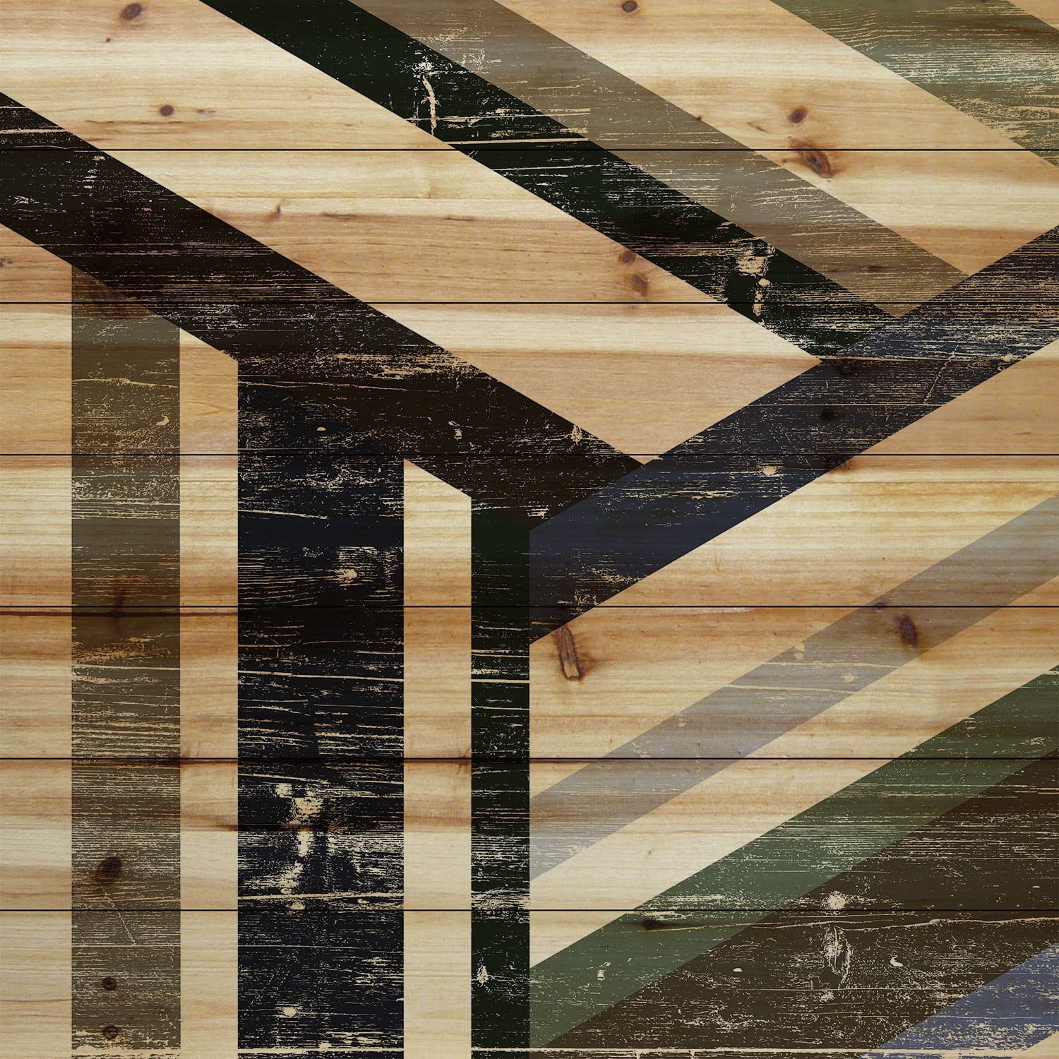 "Three Ways" Painting Art Print on Natural Pine Wood