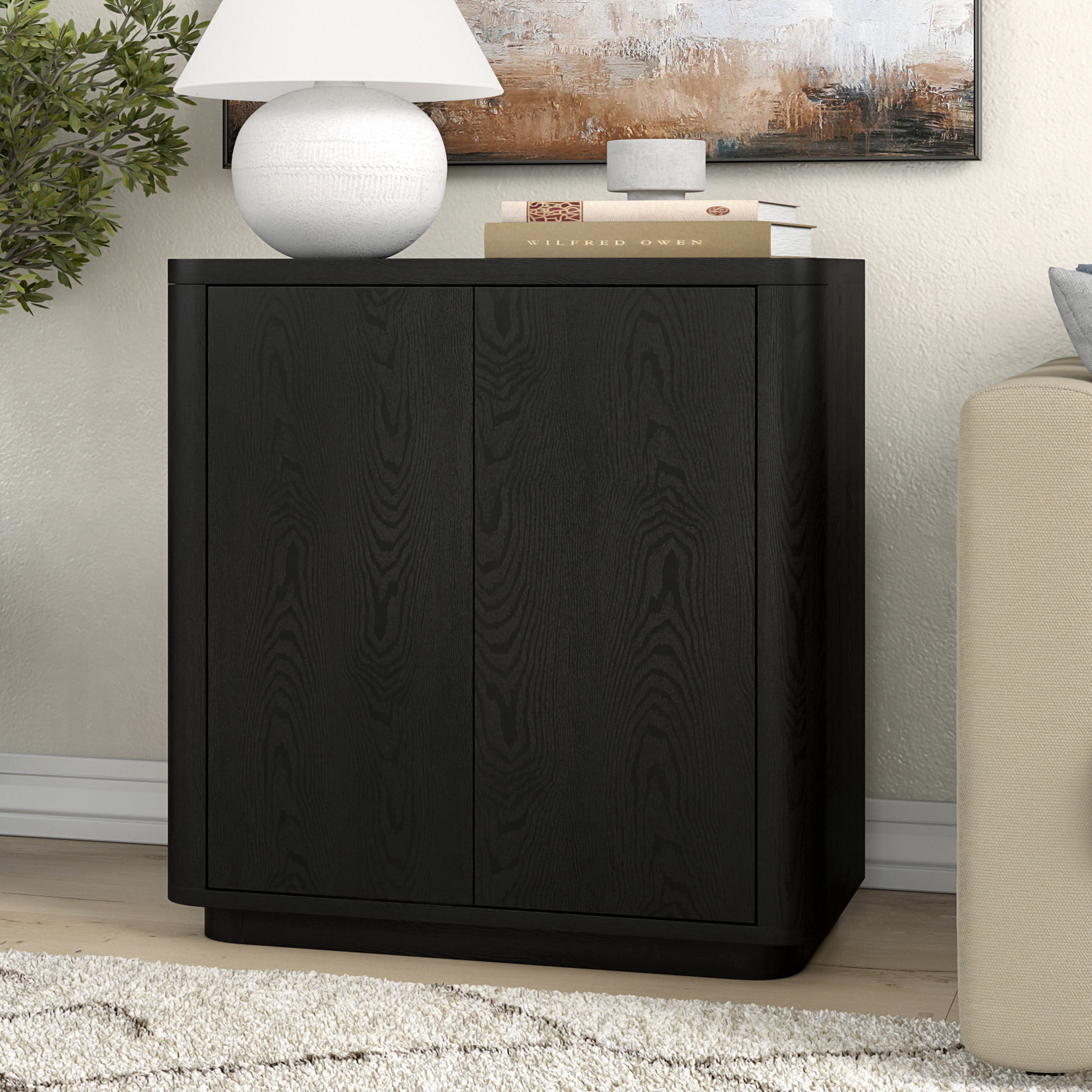 Evelyn&Zoe Modern/Contemporary 32" Wide Black Grain Accent Cabinet