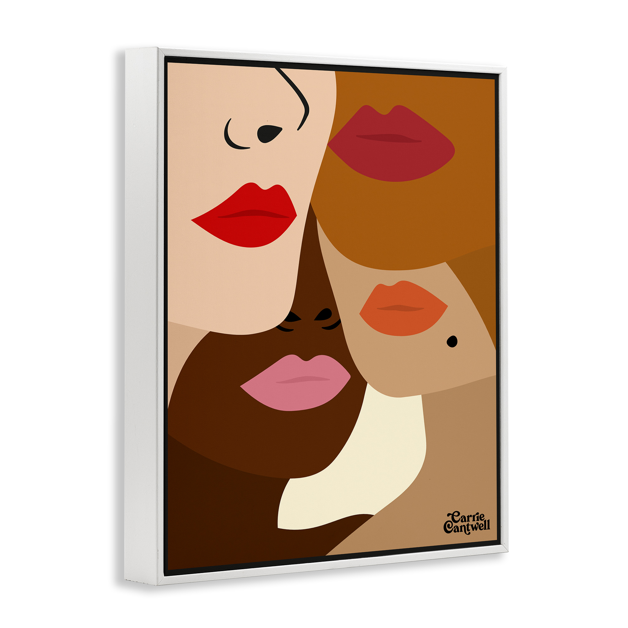 Many Faces of Women White Framed Giclee Art, design by Carrie Cantwell