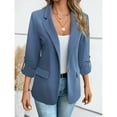 thumbnail image 4 of Yigetop Blazers for Women! Women's Casual Business Casual formal Long Sleeved Jacket Light Spring Summer Cardigan Women Blazer Blue 2XL, 4 of 5
