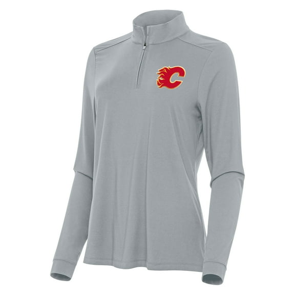 Women's Antigua Gray Calgary Flames Intent Quarter-Zip Top