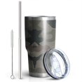 thumbnail image 2 of 30oz Green Brown Camo Classic Shapes Pattern Tumblers Stainless Steel Tumbler with Lid and Straw,Vacuum Insulated Double Wall Travel Tumbler Cups Mug with Cleaning Brush for Coffee,Tea, 2 of 7