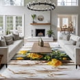 thumbnail image 3 of Spring Floral Area Rugs 5'x8', Washable Small Throw Rugs for Classroom Bedroom, Yellow Roses Flowers Leaves Farmhouse Wooden Indoor Outdoor Rug Non-Slip Low Pile Carpet Runner Reversible Floor Mats, 3 of 8