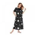 thumbnail image 4 of Plus Size Nightgowns for Women Short Sleeve Crewneck Night Dress Starry Sky Printed Loose Nightshirt Full Length Night Gowns with Pockets, L-5XL, 4 of 6