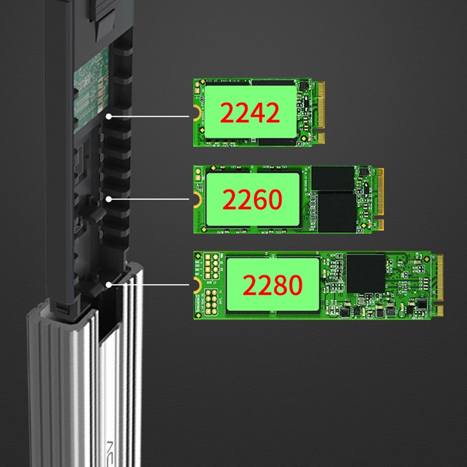 Zeiwohndc for M.2 USB C NVMe PCIe Adapter Hard Drive Enclosure for 2242/2260/2280 M2 NVMe