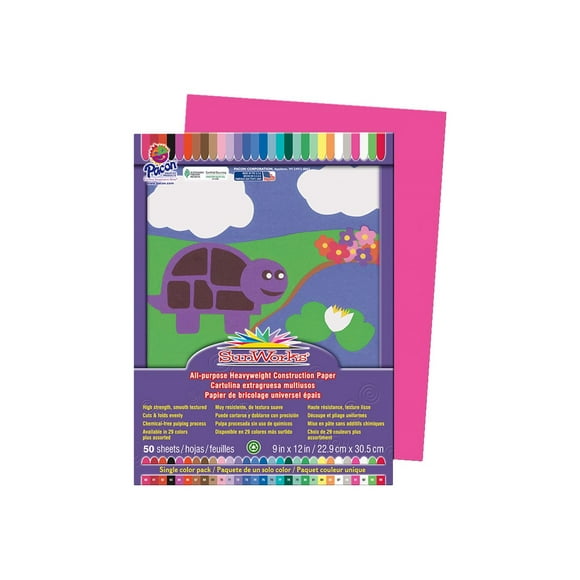 SunWorks - Paper - - 50 sheets - hot pink - wood