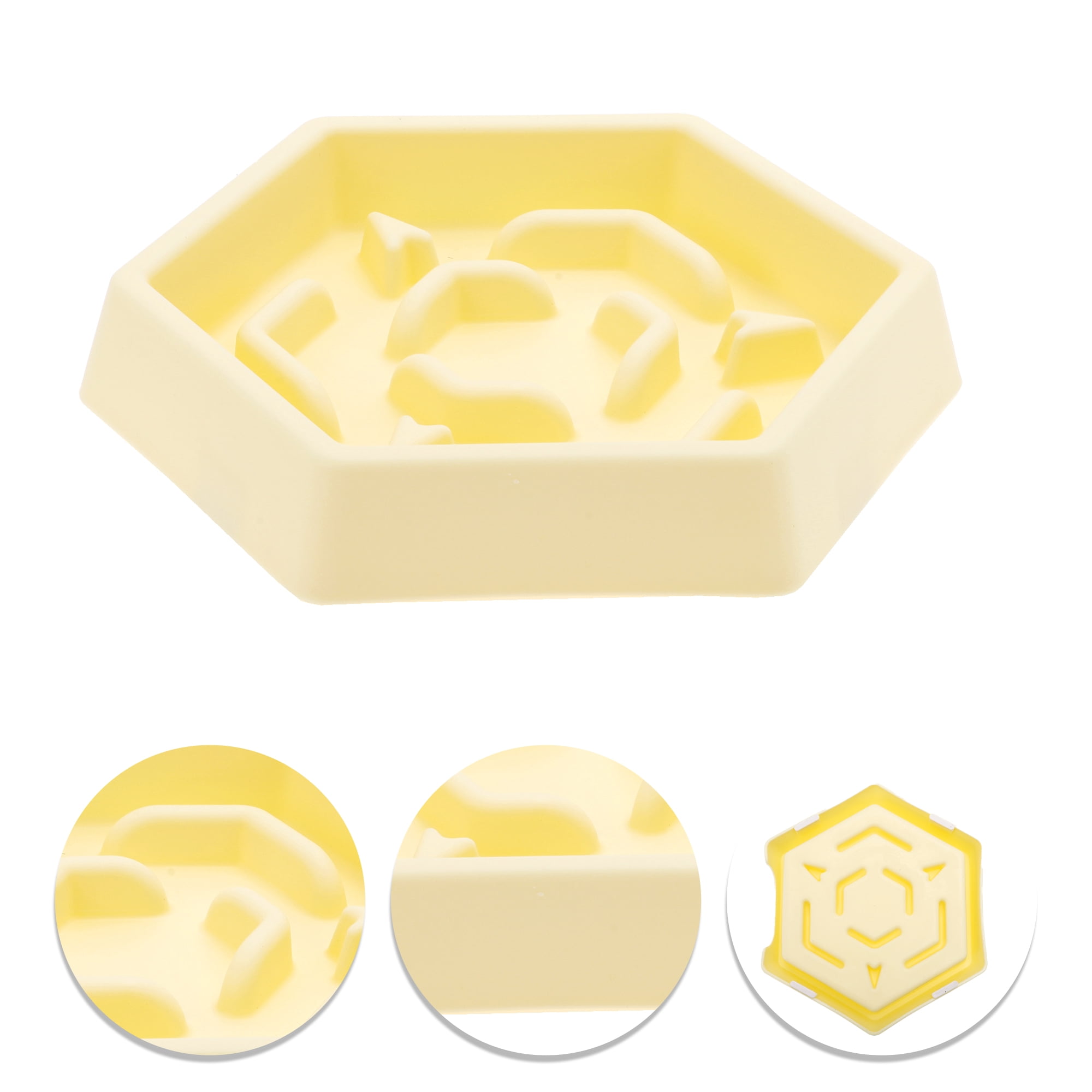 Unique Bargains 1 Pc Convenient Hexagon Shape Dog Bowl for Indoor and Outdoor Yellow