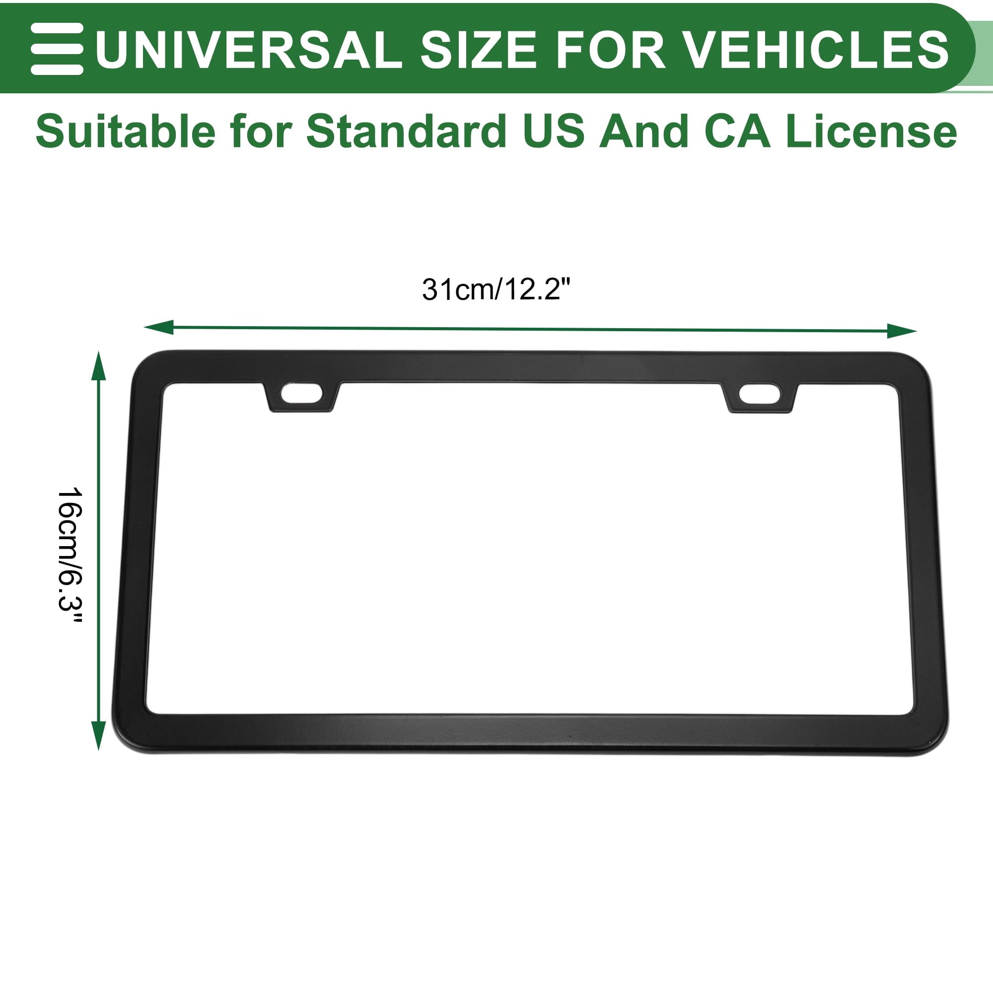Unique Bargains 1Set Stainless Car License Plate Holder With Screws 2 Hole Black