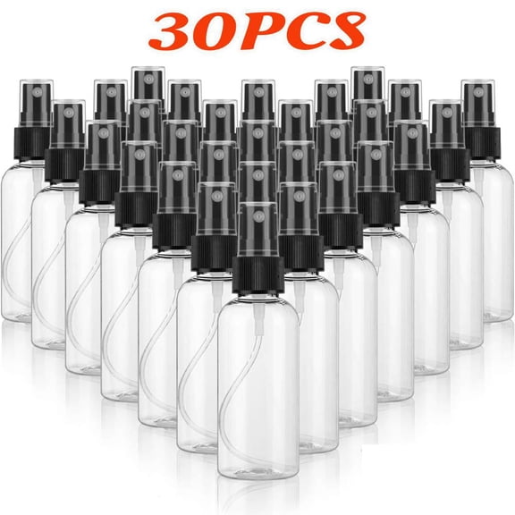 30 Pieces 2 oz Clear Spray Bottles with Fine Mist, Refillable & Durable PP Plastic, Multipurpose Empty Bottles for Home, Travel, Salon