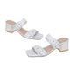 thumbnail image 3 of Sandalias de tacón con doble hebilla para mujer Sandalias casuales de verano antideslizantes con punta abierta ajustable Blanco 37, 3 of 8