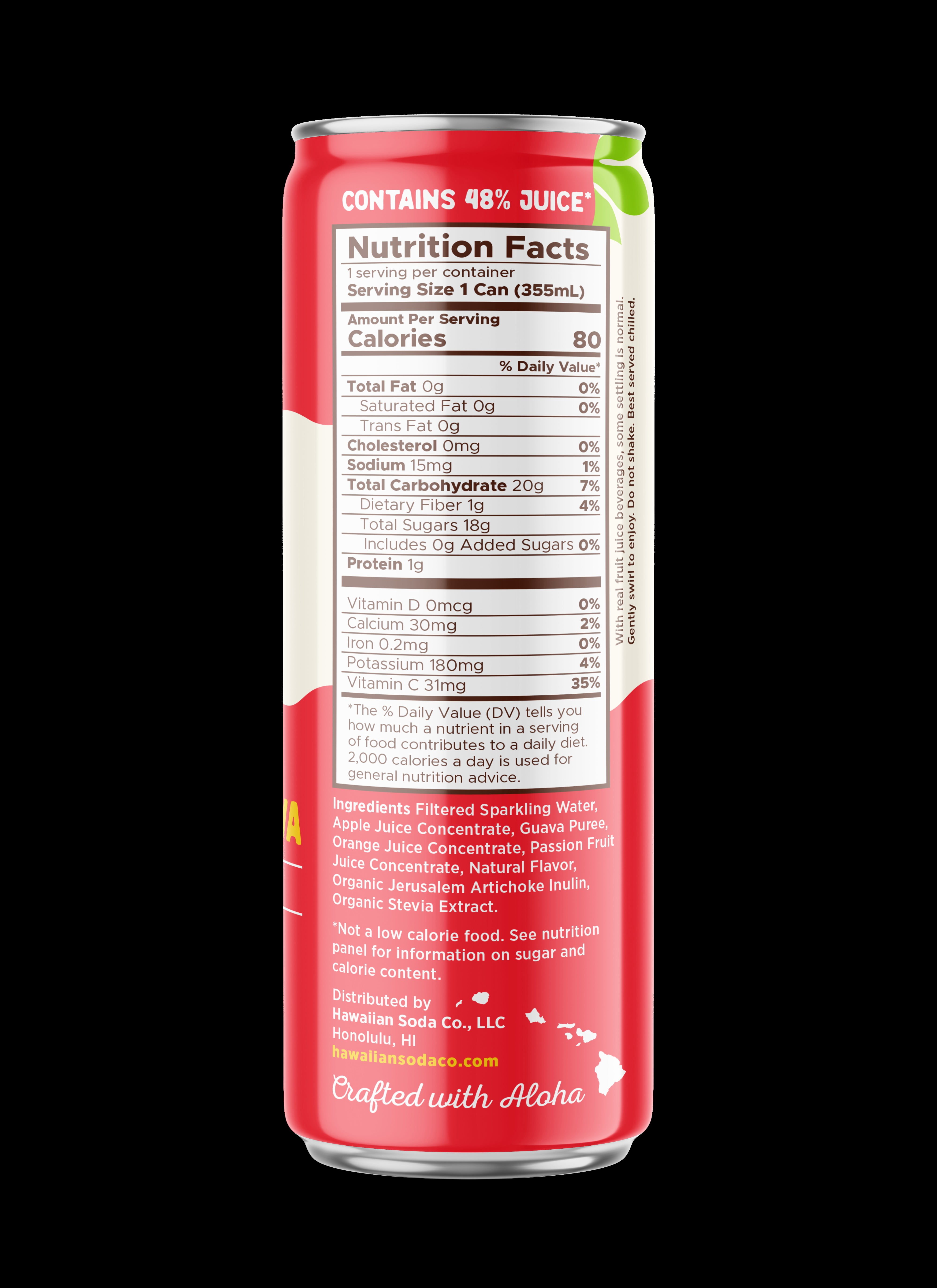 Hawaiian Soda Passion Orange Guava, 12 fl oz