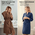 thumbnail image 5 of Lotus Linen Knee-Length Waffle Robe Women - Lightweight Short Spa Bathrobe, Navy Large, 5 of 9