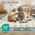 thumbnail image 4 of ODIKA 6'x9' Ivory Sage Traditional Medallion Washable Area Rug Classic Geometric Floral Motifs Vintage Decorative Design for Family Room, Living Mater Bedroom, Non-Slip, Easy Care, 4 of 7