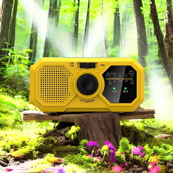 Kaito V5 AM/FM/NOAA Battery LED Flashlight Portable Weather Radio, Yellow