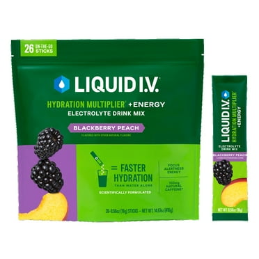 Liquid I.V. Hydration Multiplier   Energy Drink Mix, Blackberry Peach (26 Pack)