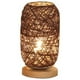 thumbnail image 1 of Lámpara de noche moderna de bambú y ratán, lámpara de mesa creativa moderna con base de madera, decoración personalizada, lámpara LED regulable, lámpara de noche para sala de estar, marrón, 1 of 5