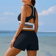 thumbnail image 5 of Women's Sporty Two Piece Swimsuits Color Block Crop Tank Tops Boyshorts Bottom Athletic Full Coverage Bathing Suit, 2XL, 5 of 7