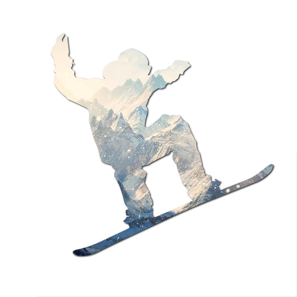 Decal Serpent Snowboarder Montagnes Silhouette Autocollant Voiture de Sport en Vinyle - 6 Pouces