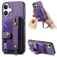 thumbnail image 1 of For Iphone 16 Plus Retro Cross Wristband Wallet Leather Back Phone Case(Purple),iPhone 16 Plus, 1 of 7