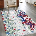 thumbnail image 3 of Independence Day Washable Area Rug 2.7 x 5 ft Farmhouse Red Blue Star Butterfly Leaf Flower Wood Grain, Soft Non Slip Rugs Stain Proof Indoor Felt Carpet for Living Dining Room Bedroom Home Office, 3 of 9