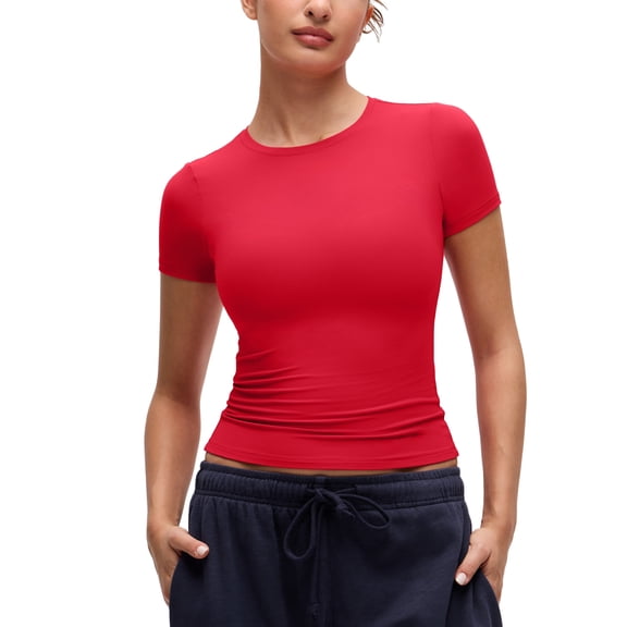 CRZ YOGA Softembrace Workout Tops for Women Soft Athletic Yoga Shirts Basic Short Sleeve T-Shirt