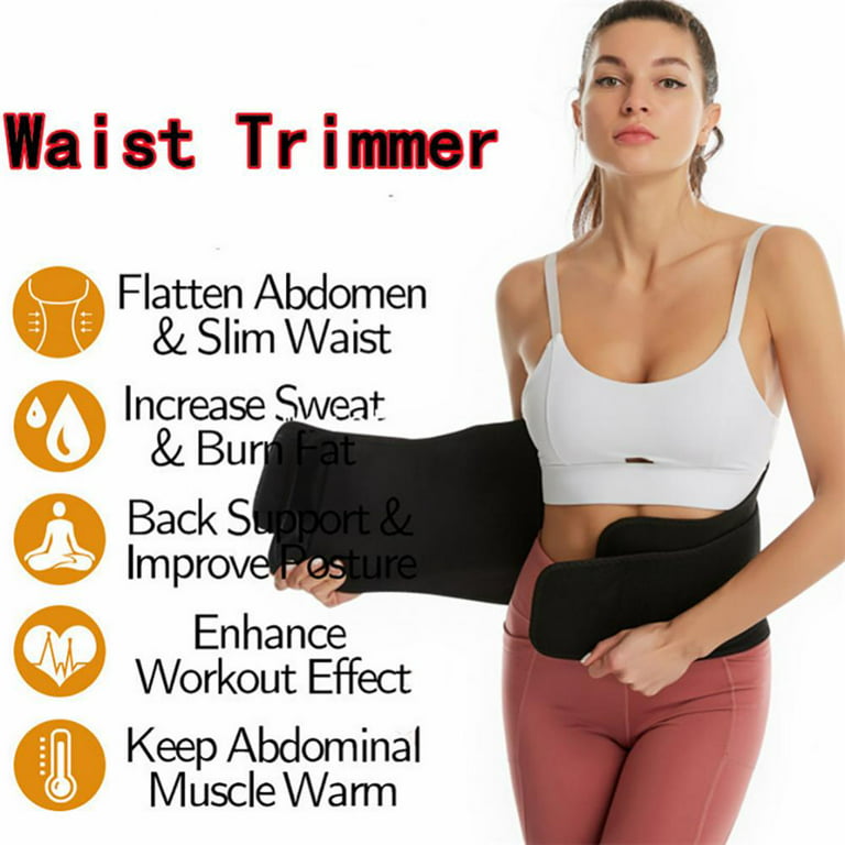Waist Trimmer Belt,Sweat Wrap,Tummy Toner, Low Back and Lumbar Support with  Sauna Suit Effect, Abdominal Trainer 