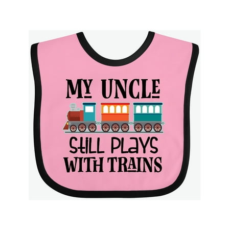 

Inktastic My Uncle Still Plays with Trains Gift Baby Boy or Baby Girl Bib