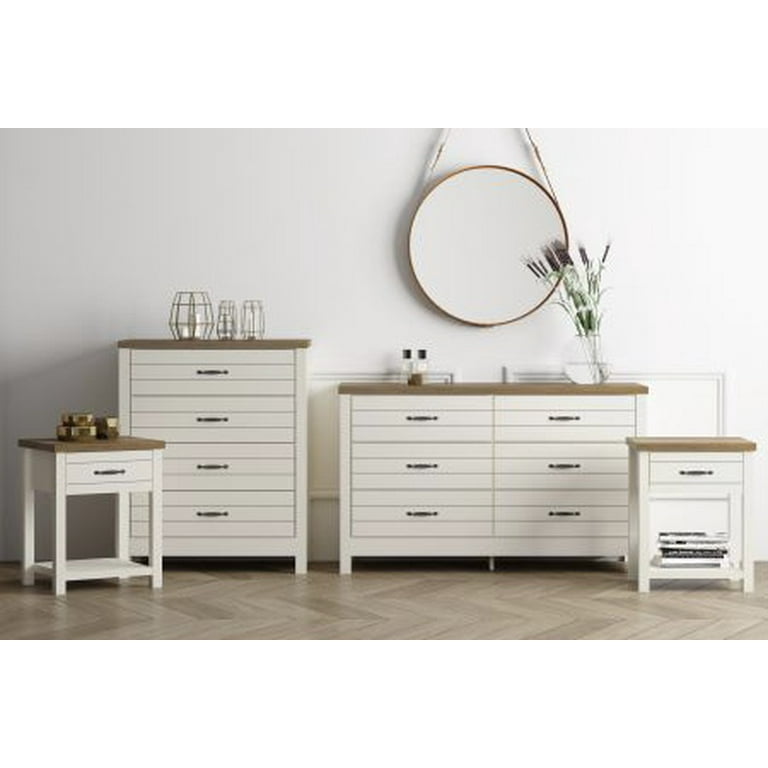 Lancaster Farmhouse Oak Top 1 Drawer Nightstand Set Of 2 Ivory Com Lancaster Farmhouse Oak Top 1 Drawer, Ivory Mirror Front Nightstand