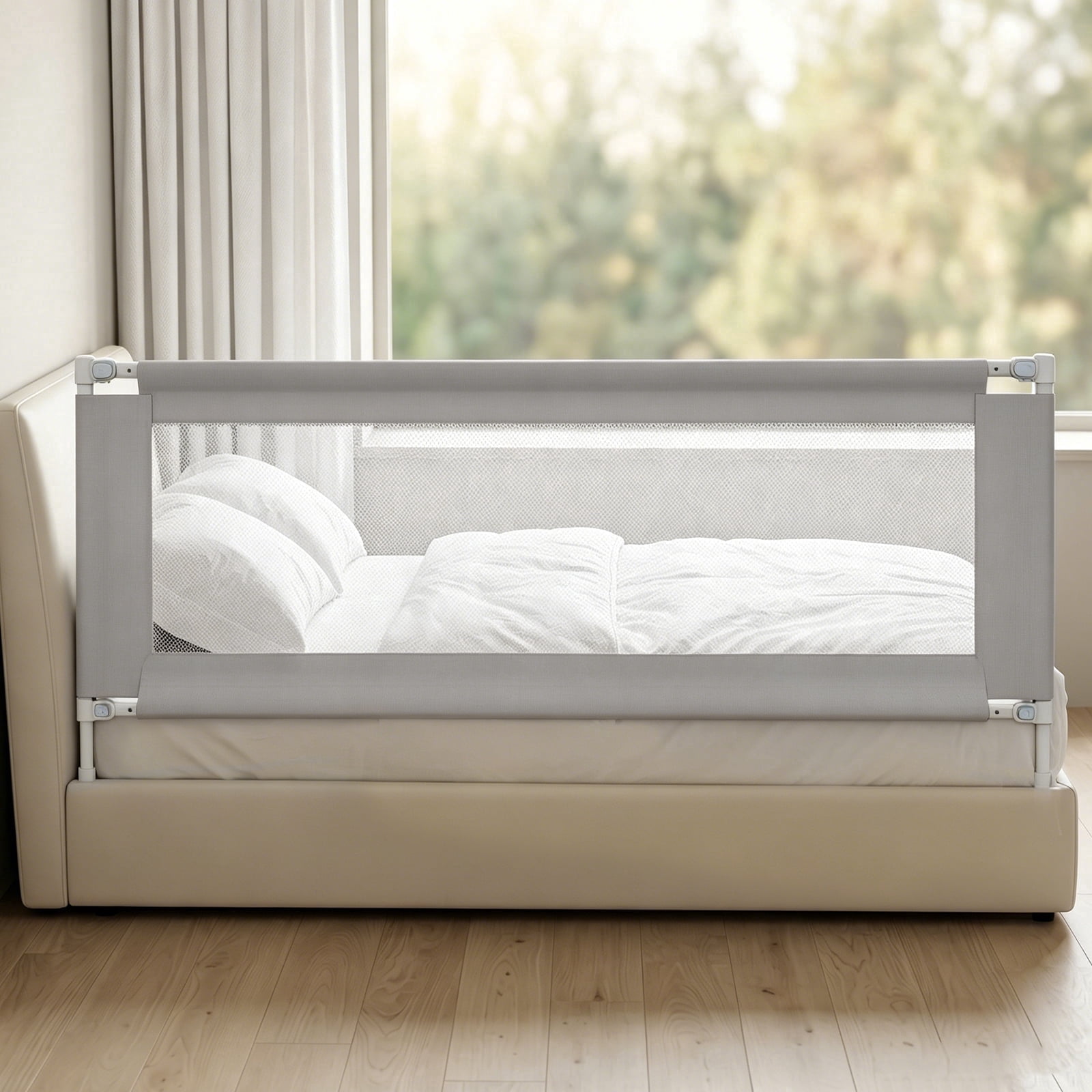 Abdtech Baby Bed Rail with Reinforced Large S-Shape, Adjustable Height Guardrail for King/Queen Size Beds, 1 Pack, 78.7"