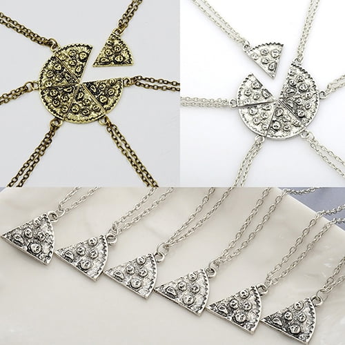 SmartBy 6 Pcs Fashion Pizza Slice Pendants Necklaces Creative Friendship Couple Necklace