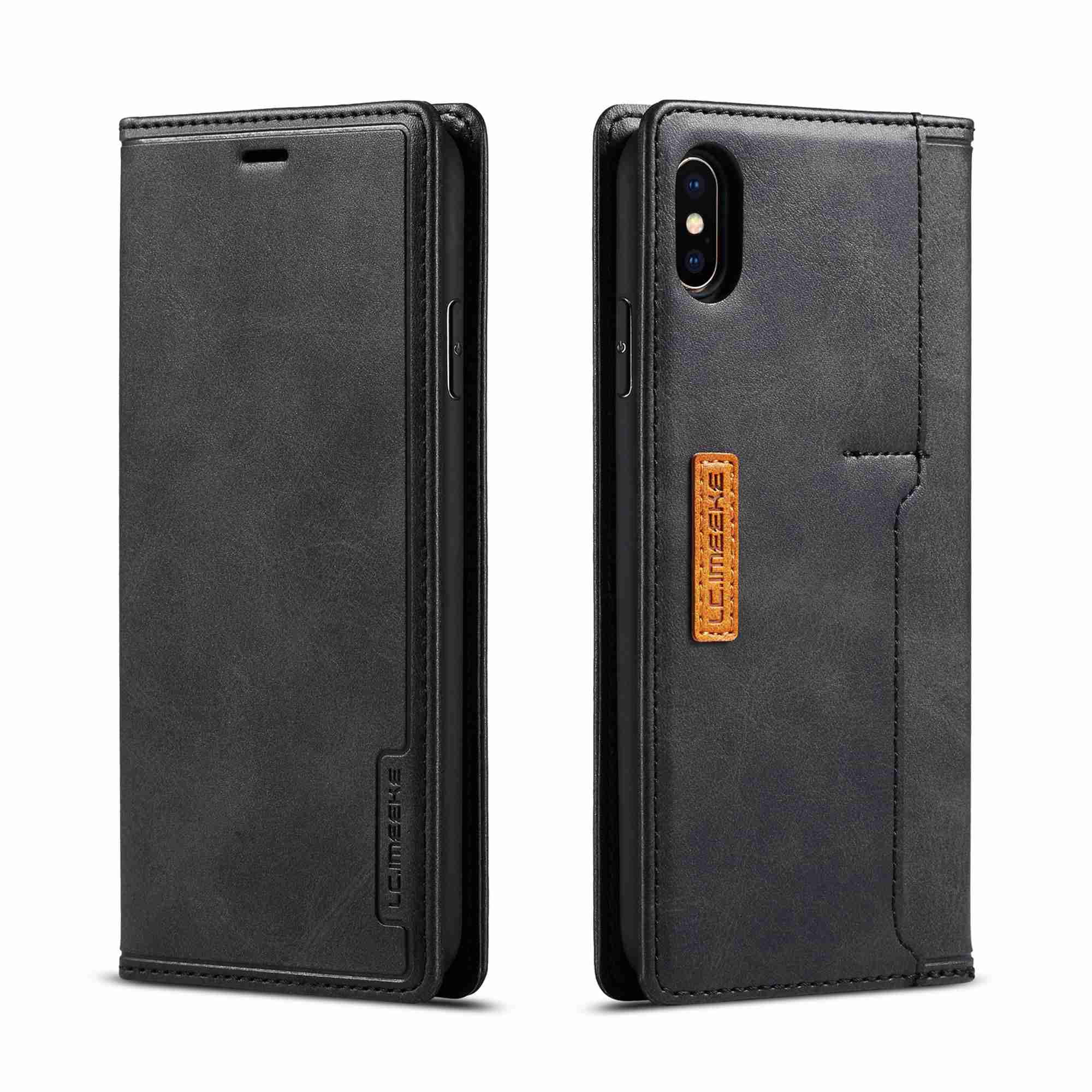 Dteck Case For iPhone X / XS Leather Wallet Case with Kickstand Cash