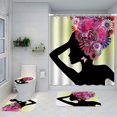 thumbnail image 4 of Accesorios de baño Cortina de ducha de poliéster con impresión digital 3D de niña africana Cortinas divisorias para baño, 4 of 6