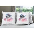 thumbnail image 6 of Ambesonne Funny Throw Pillow Cover 4 Pack, Retro Hipster Raccoon, 18", Pink Blue, 6 of 7