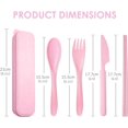 thumbnail image 2 of FrostHike Reusable Portable Travel Utensils Silverware Forks Spoons & Knives Set of 2 for Camping Wheat Straw Plastic with Storage Case (Blue/Pink. Service for 2), 2 of 5