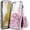 Rose Gold, variant on Compatible with Samsung Galaxy S24+ Plus Case with Tempered Glass Screen Protector, Ring Holder/Wrist Strap, Nagebee Glitter Liquid Floating Waterfall Cute Phone Cover (Pink/Aqua)